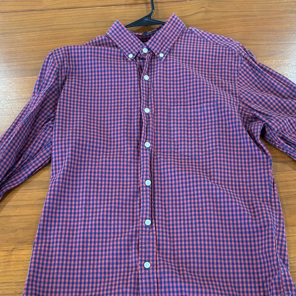 J. Crew Men's Plaid Shirt - Red and Blue